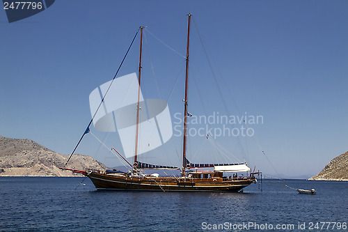 Image of Old sailing boat in Lindos village, Rhodes