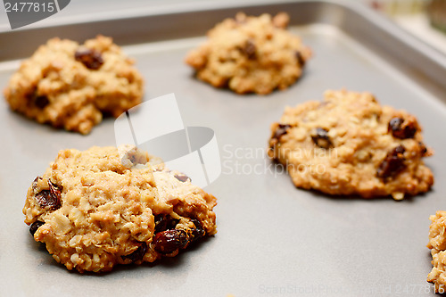 Image of Freshly baked oatmeal raisin cookies