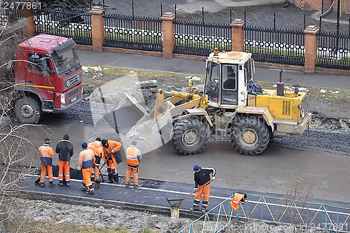 Image of Special equipment on repair of roads. bulldozer.