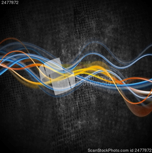 Image of Colourful glowing waves vector grunge design