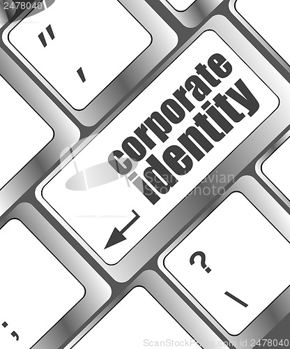 Image of Wording corporate identity on computer keyboard