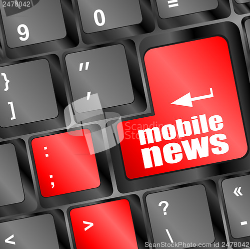 Image of mobile news button on computer keyboard key