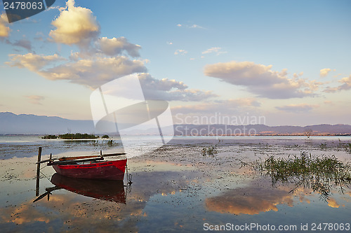 Image of Sunset light over the lake