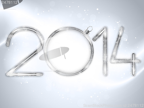 Image of Happy New Year 2014 Silver Background
