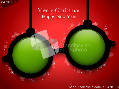 Image of Merry Christmas Green Ball with Glasses