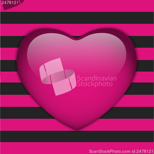 Image of Glossy Emo Heart. Pink and Black Stripes