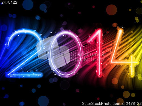 Image of 2014 New Year Colorful Waves on Black Background