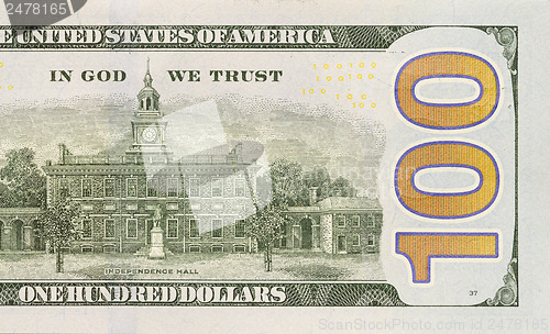 Image of Back Right Half of the New One Hundred Dollar Bill