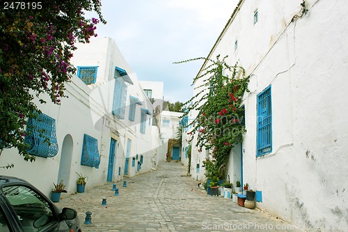 Image of A street in the town of Sidi Bou Said in Tunisia