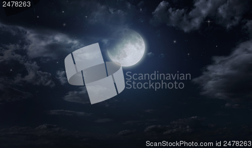 Image of Night starry sky and moon