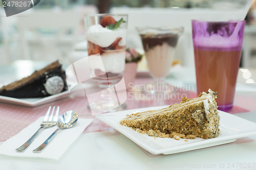 Image of Cake and a milkshake in confectionery