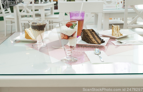 Image of Cake and a milkshake in confectionery