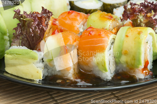 Image of Close up sushi in plate