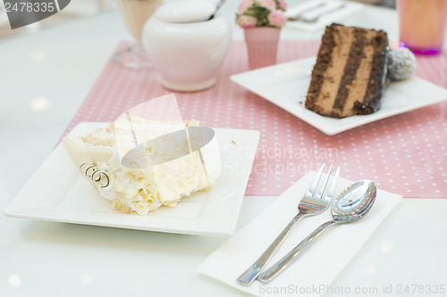 Image of White Cake and a milkshake in confectionery