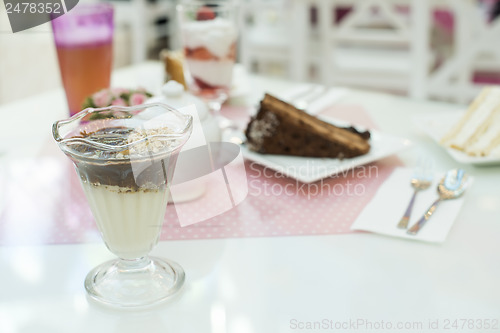 Image of Cake and a milkshake in confectionery