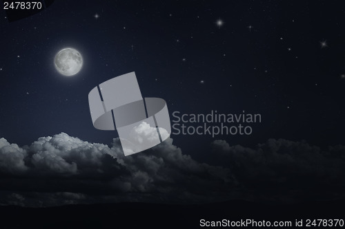 Image of Night starry sky and moon