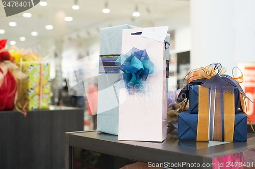 Image of Gift boxes in shopping center