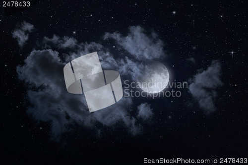 Image of Night starry sky and moon