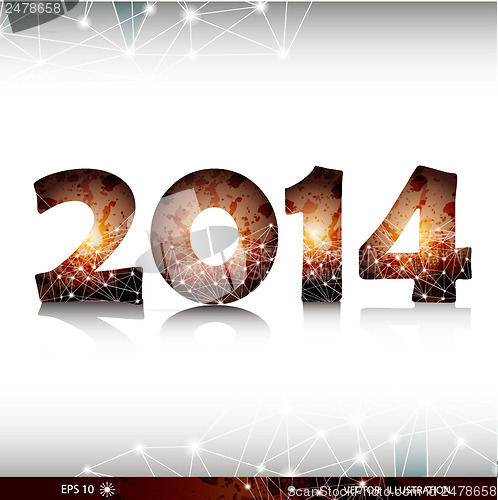 Image of Happy New Year colorful triangular 2014.