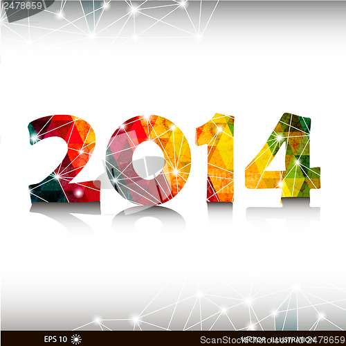 Image of Happy New Year colorful triangular 2014.