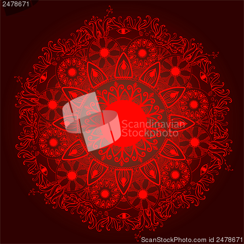 Image of Ornamental round lace pattern.Delicate circle
