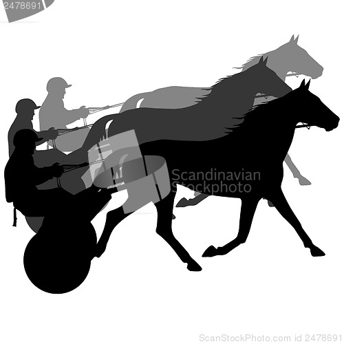 Image of vector silhouette of horse and jockey