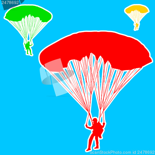 Image of Skydiver, silhouettes parachuting vector illustration