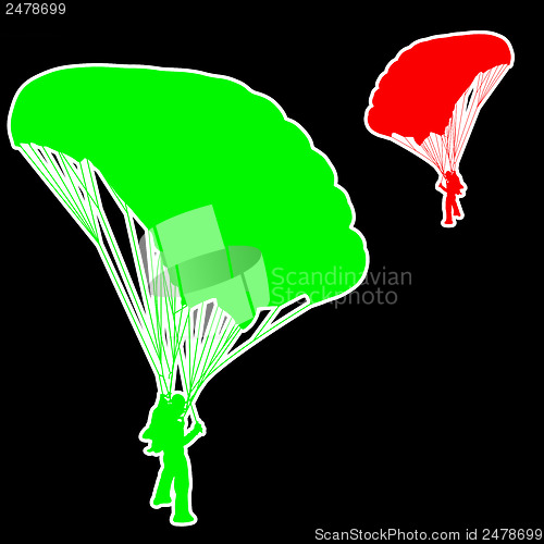 Image of Skydiver, silhouettes parachuting vector illustration