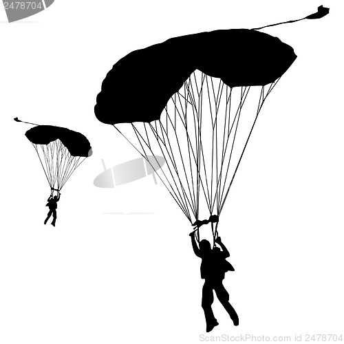 Image of Skydiver, silhouettes parachuting vector illustration