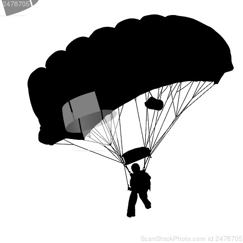 Image of Skydiver, silhouettes parachuting vector illustration