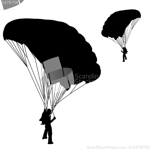 Image of Skydiver, silhouettes parachuting vector illustration