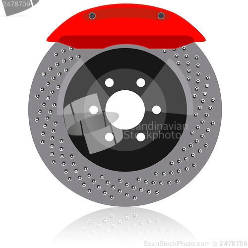 Image of Brake disc with caliper, vector illustration