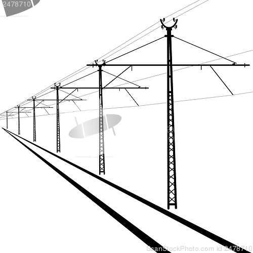 Image of Railroad overhead lines. Contact wire. Vector illustration.