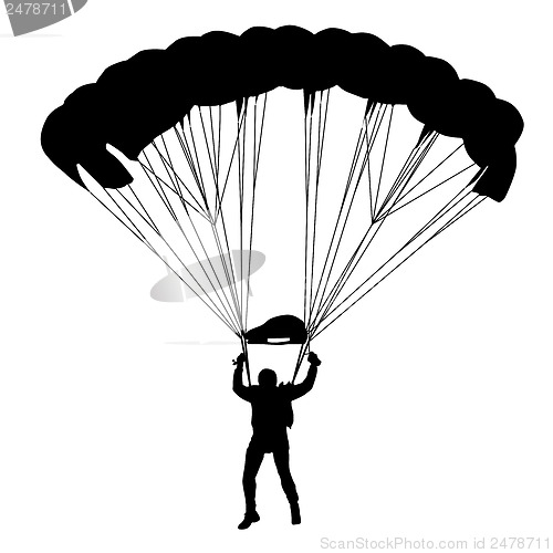 Image of Skydiver, silhouettes parachuting vector illustration