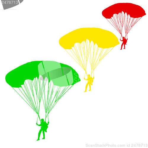 Image of Skydiver, silhouettes parachuting vector illustration