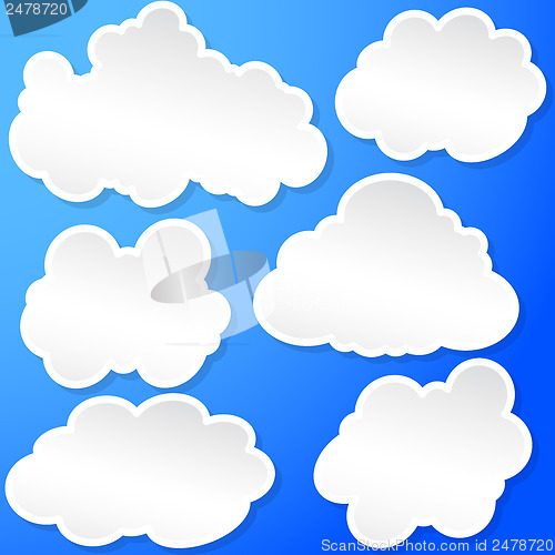 Image of Set of clouds in the sky. Vector illustration
