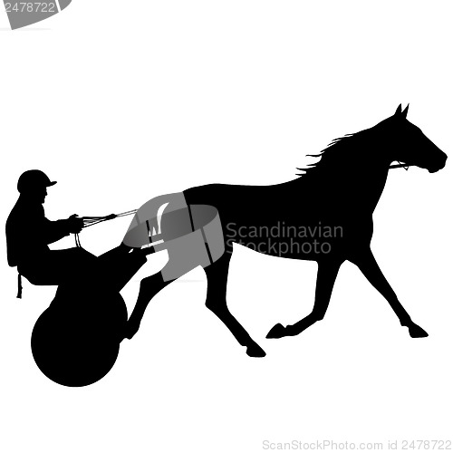Image of vector silhouette of horse and jockey