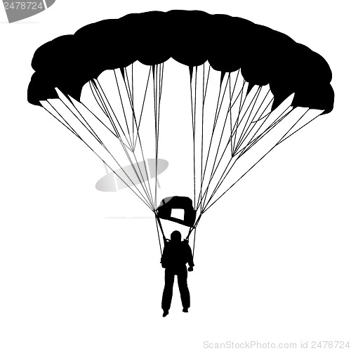Image of Skydiver, silhouettes parachuting vector illustration