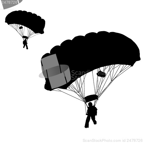 Image of Skydiver, silhouettes parachuting vector illustration