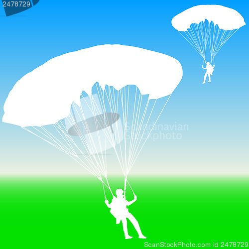 Image of Skydiver, silhouettes parachuting vector illustration