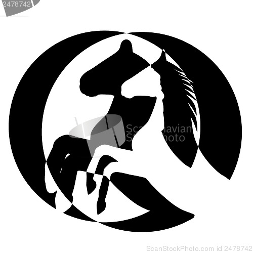 Image of rearing up horse  vector silhouette