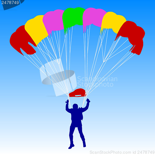 Image of Skydiver, silhouettes parachuting vector illustration