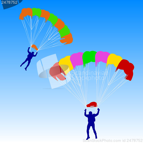 Image of Skydiver, silhouettes parachuting vector illustration