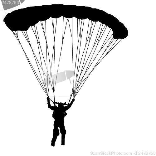 Image of Skydiver, silhouettes parachuting vector illustration