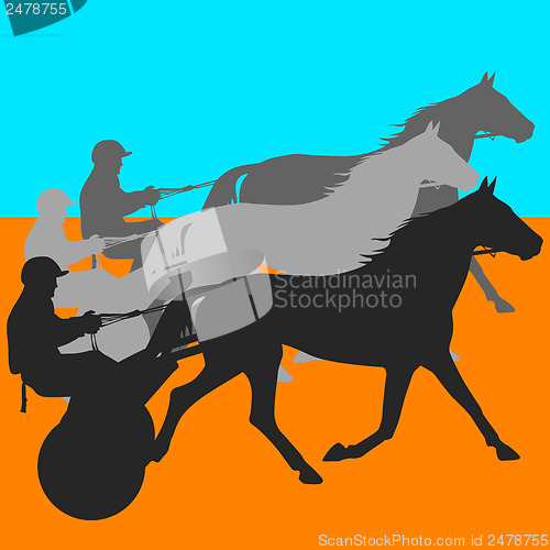 Image of vector silhouette of horse and jockey