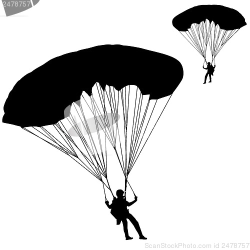 Image of Skydiver, silhouettes parachuting vector illustration