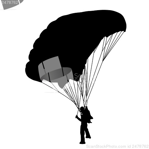 Image of Skydiver, silhouettes parachuting vector illustration