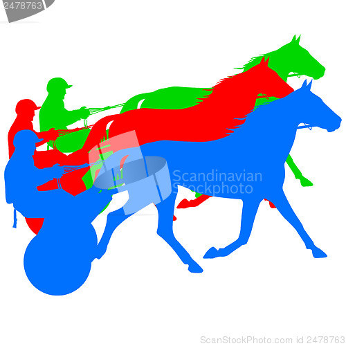 Image of vector silhouette of horse and jockey