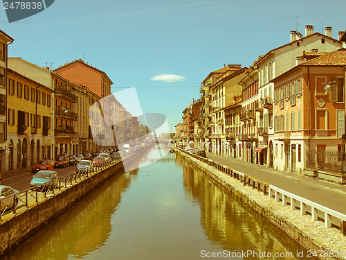 Image of Retro looking Naviglio Grande, Milan