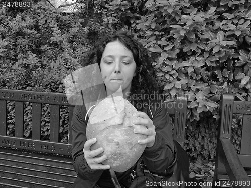 Image of Girl eating bread